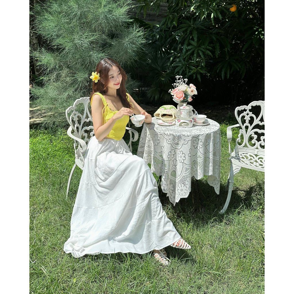 Áo Croptop Nữ Hai Dây Bảng To Freesize Dễ Thương  - THALIE TOP - GOÛT DE JUN