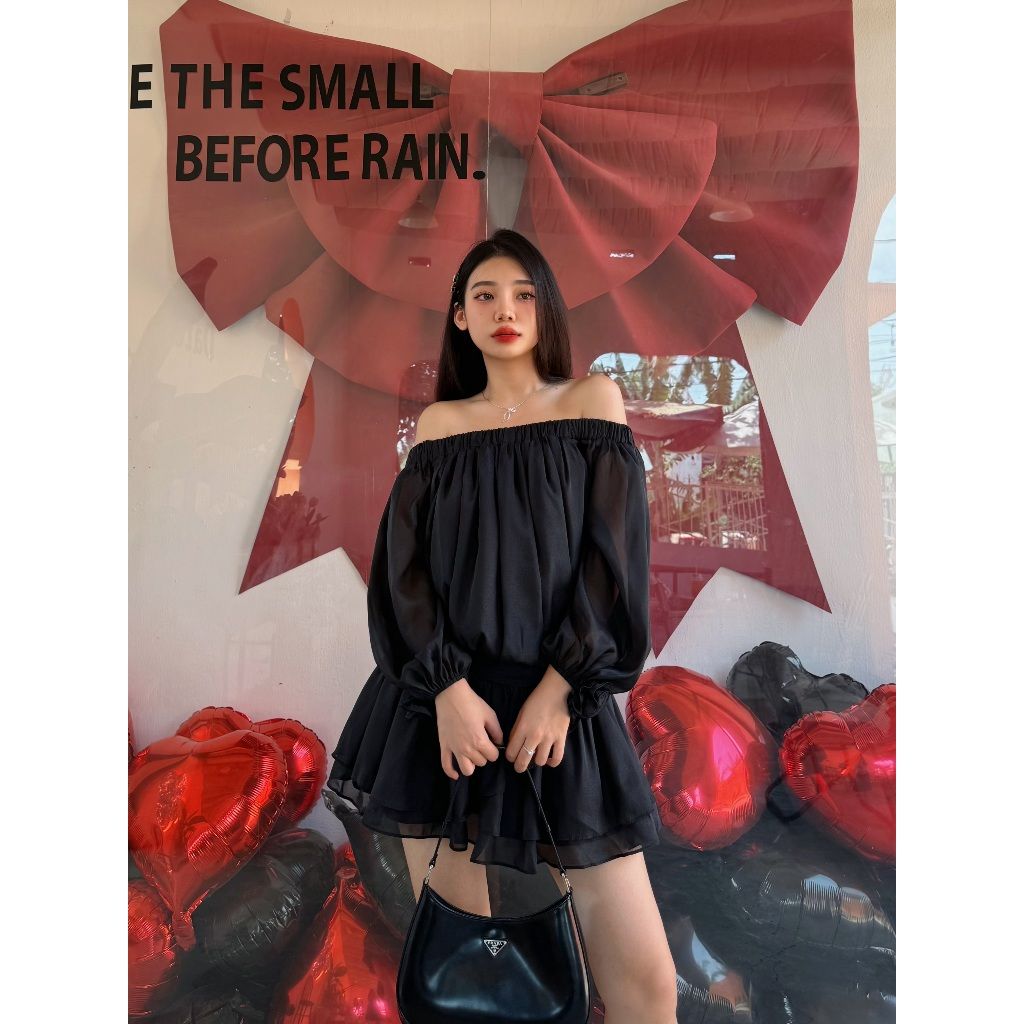 Đầm Nữ Trễ Vai Voan Lụa Thiết Kế Dáng Xòe Hot Trend - SION DRESS - GOÛT DE JUN