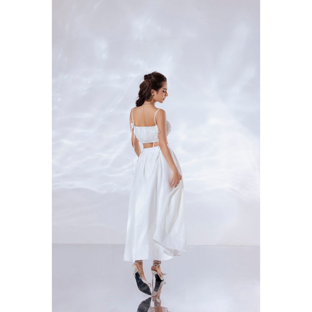 Set Áo Croptop Hai Dây Và Chân Váy Xòe Bồng Dáng Dài (bán lẻ) - YOYO SET - GOÛT DE JUN