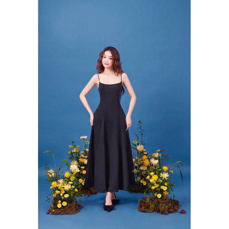 Đầm Dự Tiệc Hai Dây Dáng Xoè Trơn Kèm Áo Choàng Sang Trọng Quyến Rũ - WANRI DRESS - GOÛT DE JUN