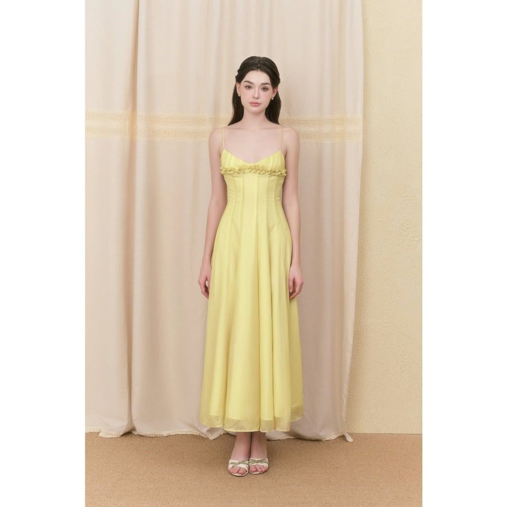 Đầm Nữ CASHY DRESS 2 Dây Chiết Eo Tôn Dáng GOUT DE JUN