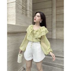 GOÛT DE JUN - Áo nữ thiết kế cổ bèo tay phồng - HEBE TOP