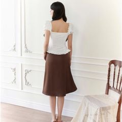 Gout De Jun Áo Kiểu Nữ Cổ Vuông Tay Phồng Dáng Corset NIYUN Áo Nữ Cột Nơ Thanh Lịch FGBA2607062