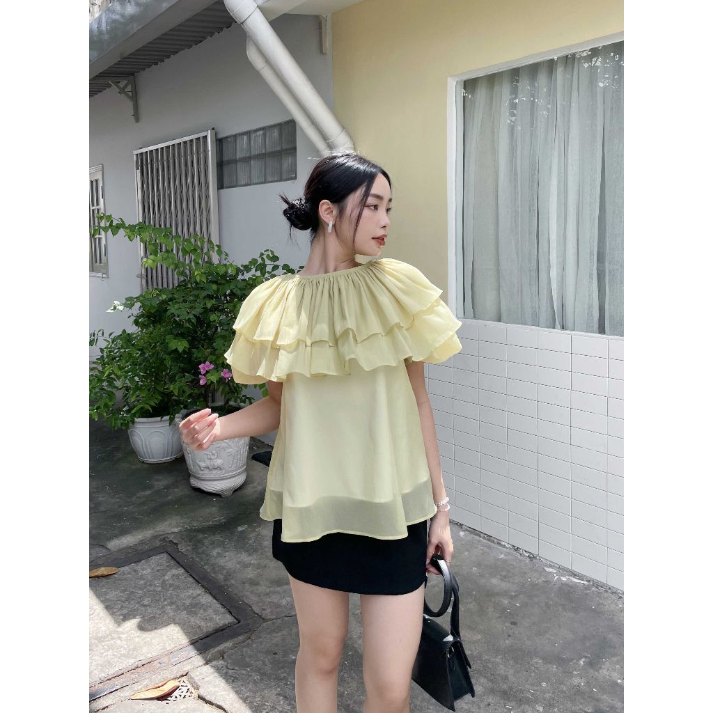 Áo Kiểu Nữ Thiết Kế Cổ Cách Điệu Chất Tơ 2 Lớp Freesize - PAWAE - GOÛT DE JUN