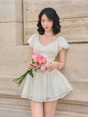 Đầm Nữ SIGHAL Cổ V Tay Phồng Dáng Xòe Nữ Tính GOÛT DE JUN