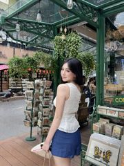 Áo Nữ MINHAS TOP Lệch Vai Chiết Eo Tôn Dáng GOUT DE JUN