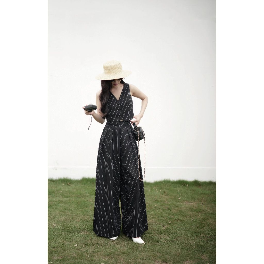 Set Áo Croptop Gile Mùa Hè Phối Quần Ống Rộng (bán lẻ) - HOLLIS SET - GOÛT DE JUN