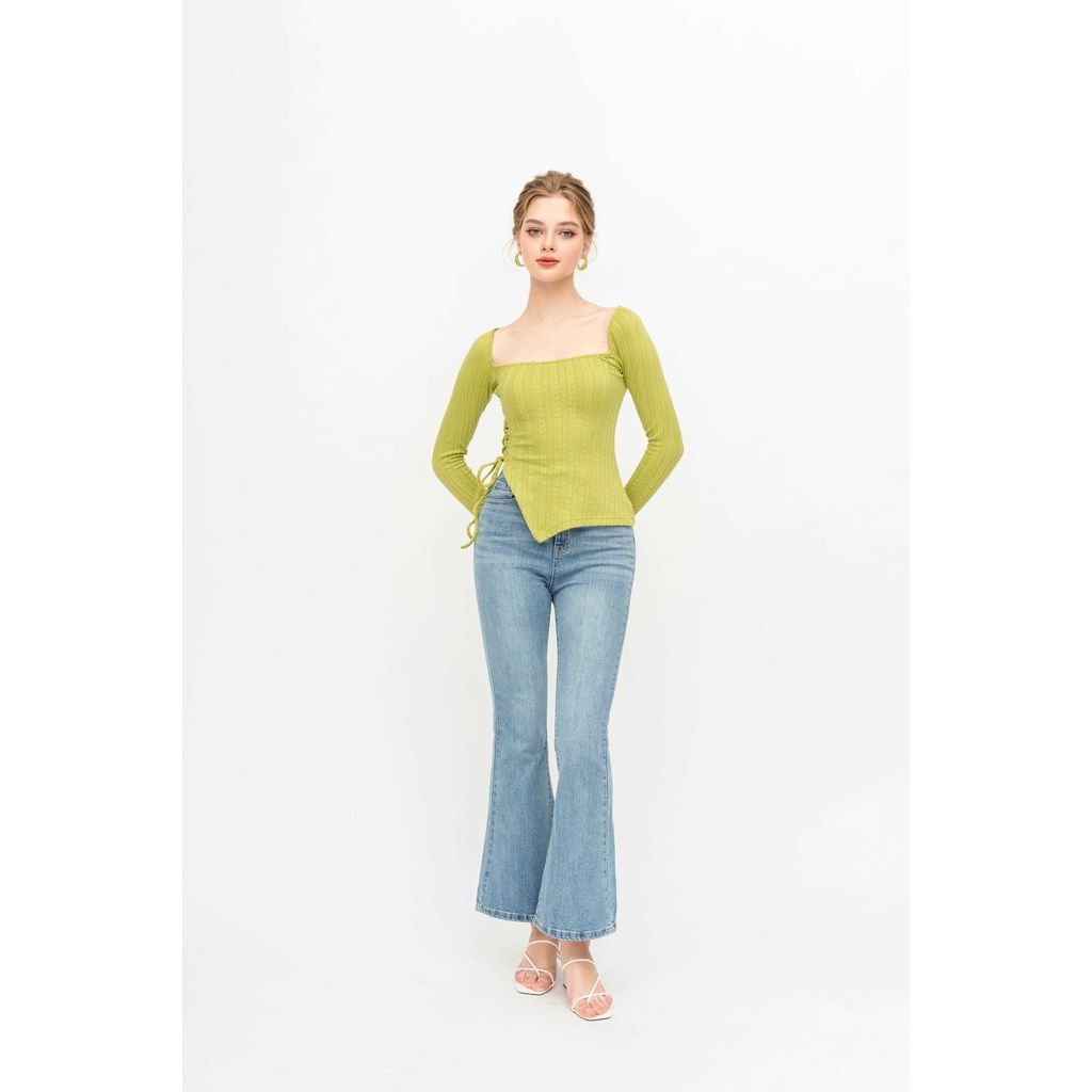 GOÛT DE JUN - Áo nữ body  tay dài thắt dây eo - Belia Top