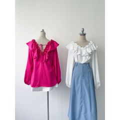 Áo Kiểu Nữ Dài Tay Cổ Bèo Tiểu Thư Xinh Xắn - Wavy Top - GOÛT DE JUN