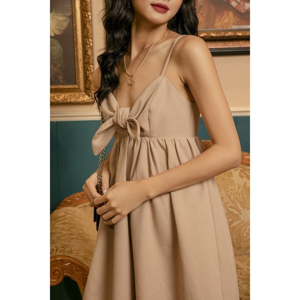 [Mã LT50 giảm 50k đơn 250k] Đầm dây xòe họa tiết nơ | Goût De Jun | Pallyn Dress