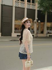 Áo Kiểu Nữ VERTOS TOP Xuyên Thấu Họa Tiết In Hoa Nổi Bật Nữ Tính GOÛT DE JUN