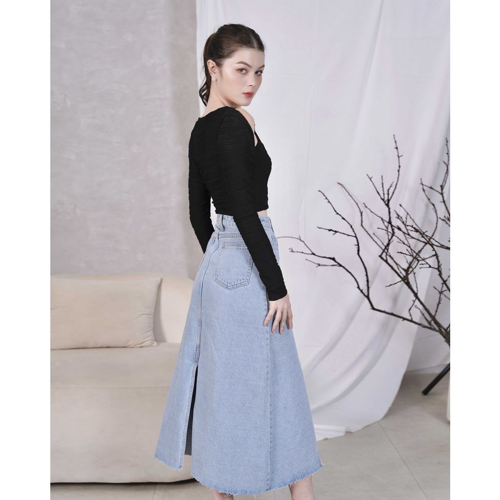 Áo kiểu croptop tay dài - DEMI TOP - GOÛT DE JUN