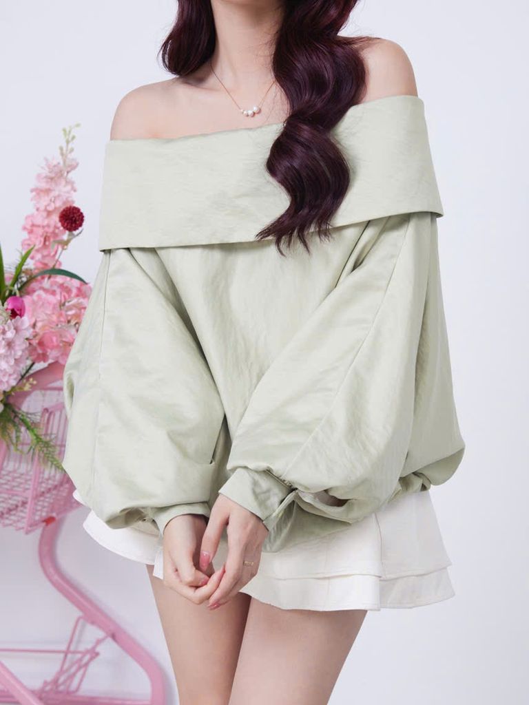 Áo Kiểu Tay Phồng Trễ Vai Trơn Form Babydoll - SULLY TOP - GOÛT DE JUN