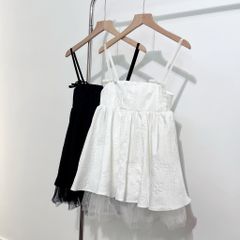 GOÛT DE JUN - Áo babydoll hai dây phối ren - TIARA TOP