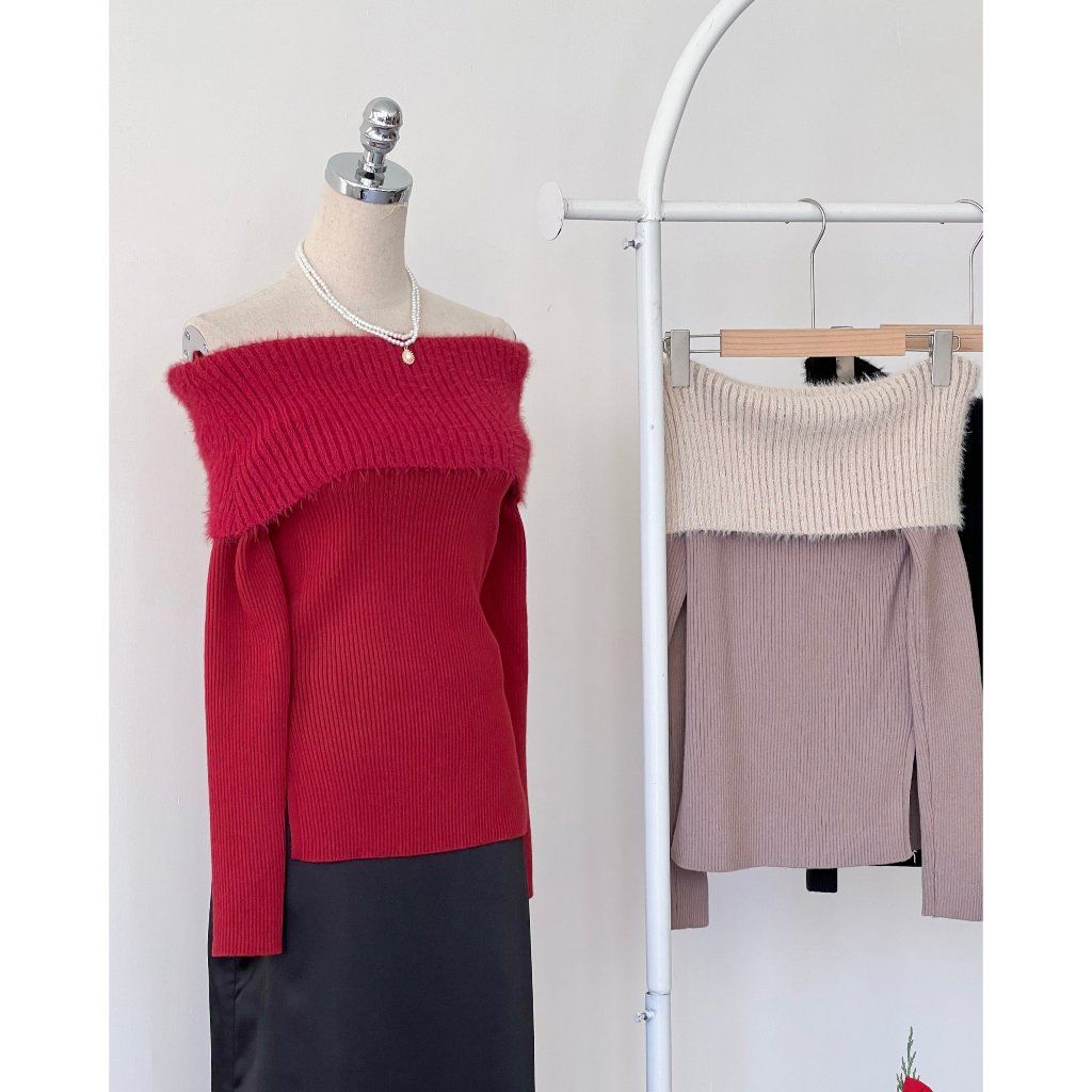Áo Len Trễ Vai Nữ Freesize Tay Dài - DARLA TOP -  GOÛT DE JUN