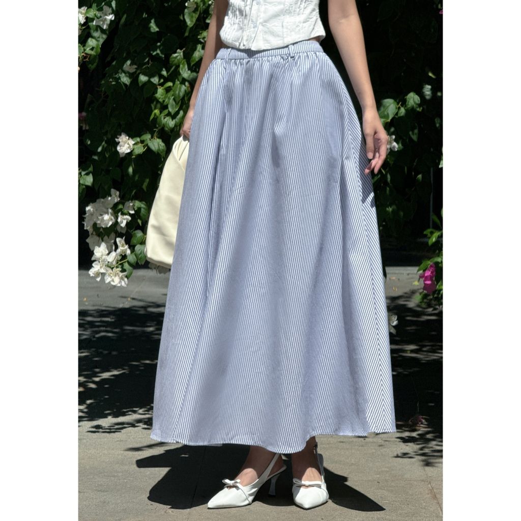 Chân Váy Nữ Form Dài Xoè Kẻ Sọc Basic - BIAN SKIRT - GOÛT DE JUN