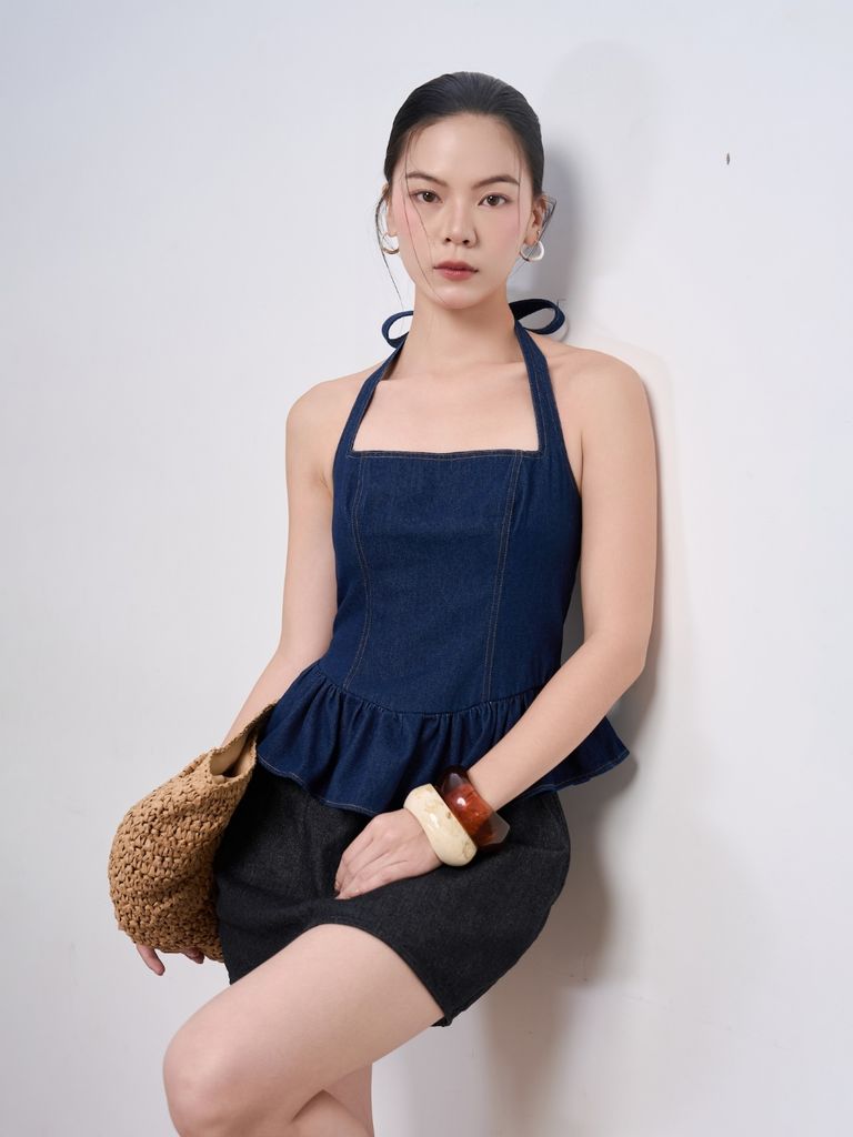 Áo Kiểu Nữ ISSHAK TOP Cổ Vuông Cột Dây Nhún Bèo Sành Điệu Gout De Jun