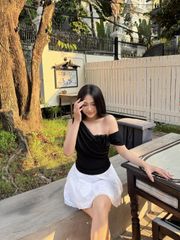 Áo Nữ PAGALL Lệch Vai Form Ôm Nữ Tính GOÛT DE JUN