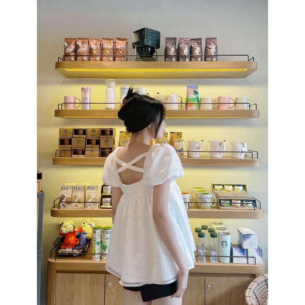 GOÛT DE JUN - Áo thiết kế babydoll tay phồng 2 lớp - KYVA TOP