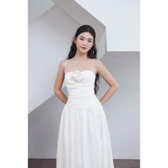 Đầm Hai Dây Đi Biển Thiết Kế Nhún Dáng Dài (Hoa rời)  - MUNNI DRESS - GOÛT DE JUN