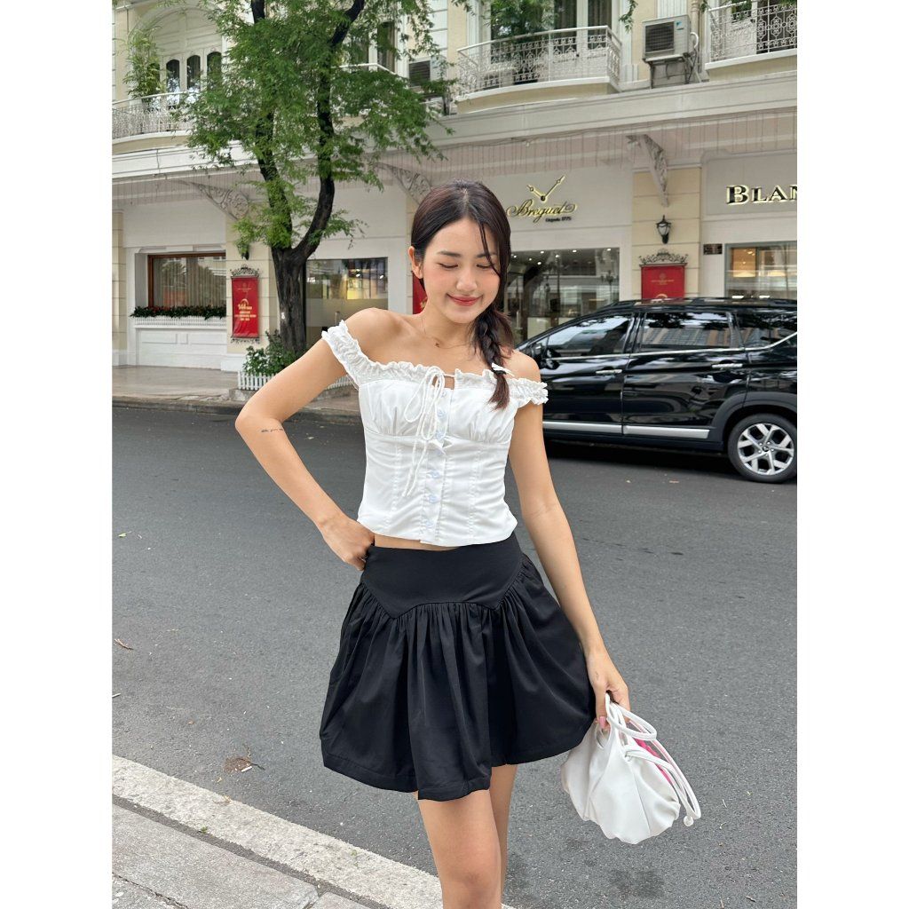 Áo Kiểu Nữ Thiết Kế Nhún Trễ Vai Tôn Dáng - MERIC TOP - GOÛT DE JUN