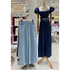 Quần Jeans Viền Chỉ Ống Rộng Lưng Cao Hack Dáng - NAVY PANTS - GOÛT DE JUN