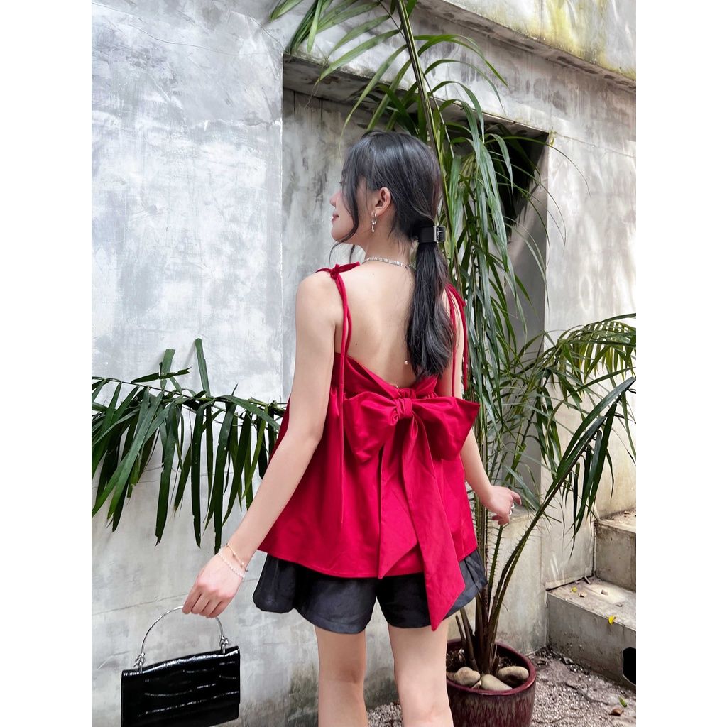 GOÛT DE JUN - Áo nữ thiết kế hai dây thắt nơ - JIAN TOP