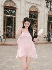 GOUT DE JUN Đầm Nữ Hai Dây Phối Bèo Chất Lụa Tơ SHIRAY Váy Mini Tiểu Thư