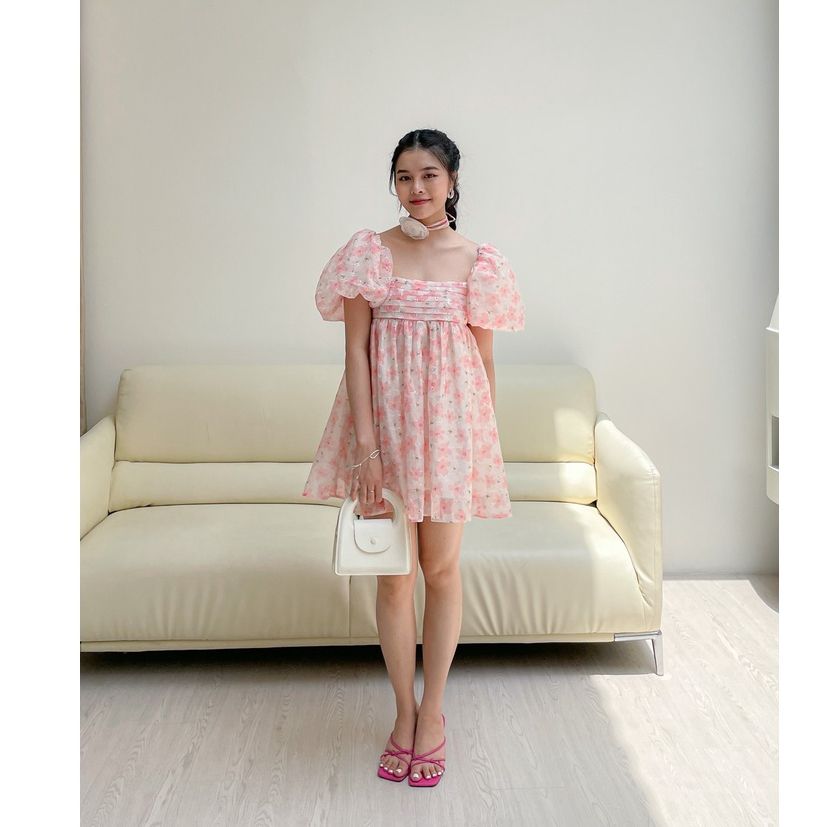 Đầm Babydoll Nữ Tay Phồng (Tặng Kèm Hoa) RYNA DRESS - GOÛT DE JUN