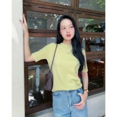 Áo Len Cổ Tròn Tay Ngắn Trơn Phong Cách Trẻ Trung Năng Động - JADE TOP - GOÛT DE JUN