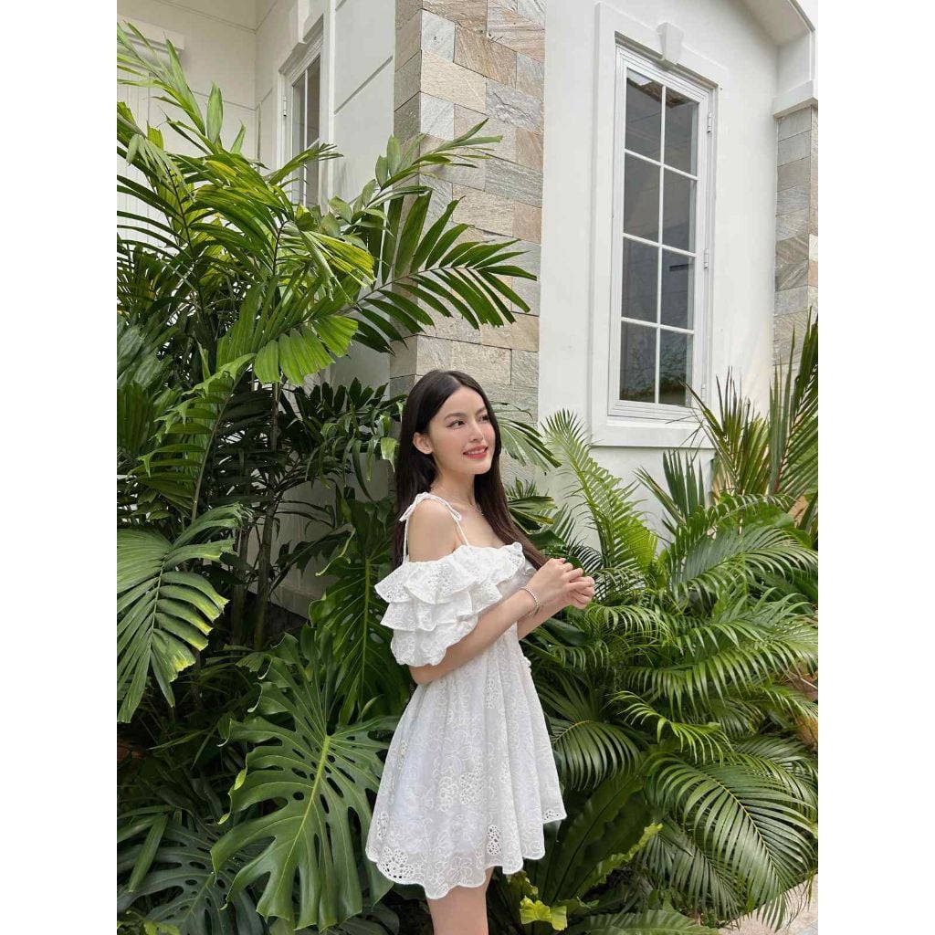 Đầm Nữ Ngắn Đi Biển Trễ Vai Thiết Kế Hơ Lưng LEAVE DRESS - GOÛT DE JUN