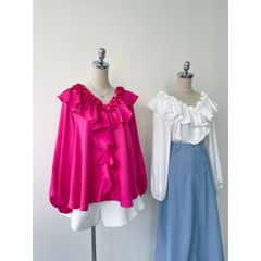 Áo Kiểu Nữ Dài Tay Cổ Bèo Tiểu Thư Xinh Xắn - Wavy Top - GOÛT DE JUN