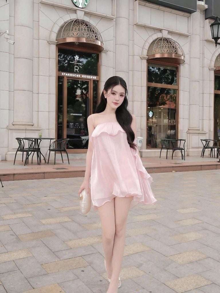 GOUT DE JUN Đầm Nữ Hai Dây Phối Bèo Chất Lụa Tơ SHIRAY Váy Mini Tiểu Thư