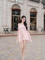 GOUT DE JUN Đầm Nữ Hai Dây Phối Bèo Chất Lụa Tơ SHIRAY Váy Mini Tiểu Thư