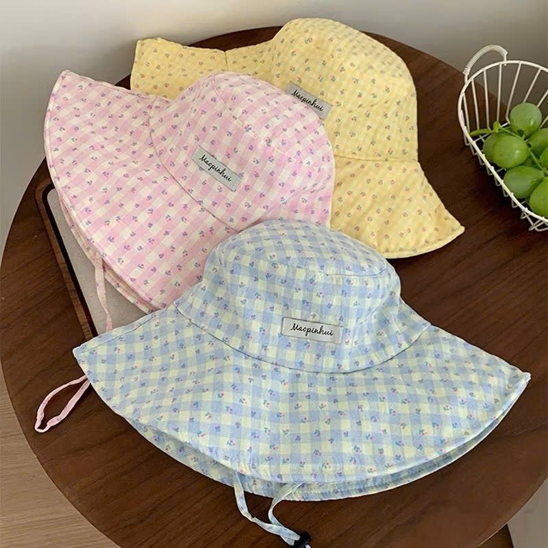 Mũ Vành Nữ Che Nắng Màu Sắc Caro Hoa Nhí Xuân Hè Đi Biển Nổi Bật - GOÛT DE JUN