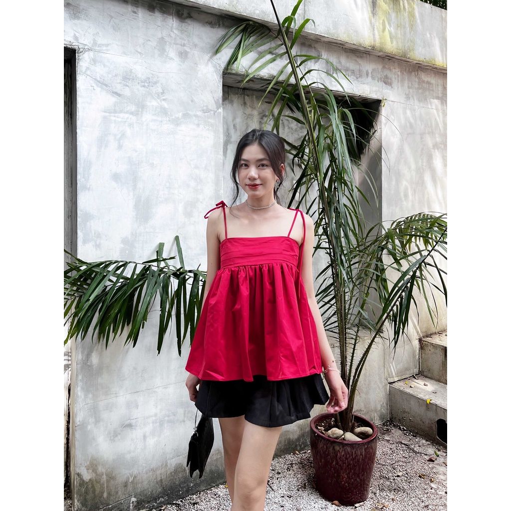 GOÛT DE JUN - Áo nữ thiết kế hai dây thắt nơ - JIAN TOP