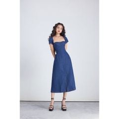 Đầm Nữ Denim Cổ Vuông Tay Ngắn Khoét Lưng - NOVA DRESS - GOÛT DE JUN