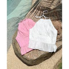 Áo Nữ Cổ Yếm Voan Tơ Lụa Nhún Ngực Tôn Dáng - MALIE TOP - GOÛT DE JUN