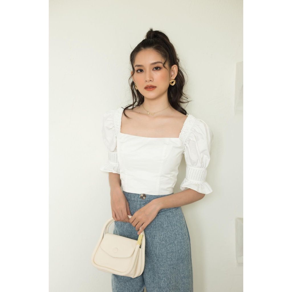 GOÛT DE JUN - Áo Croptop trắng tay kiểu - Remyn Top