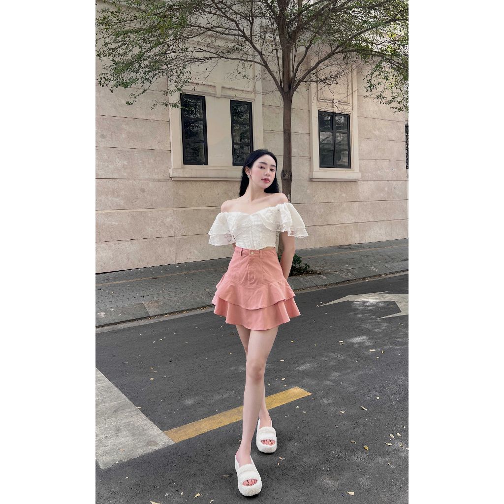 GOÛT DE JUN - Áo croptop tay phồng thiết kế tay cánh tiên - CHLOE TOP