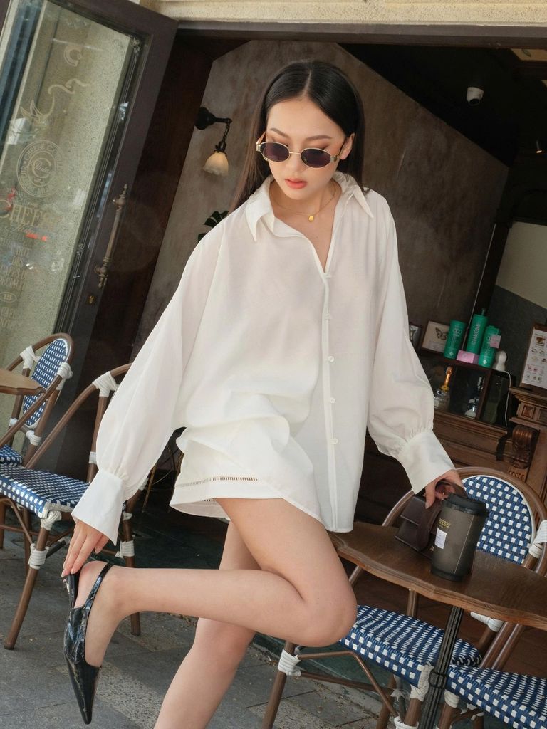 Áo Sơ Mi Nữ ELLIOS Phối Cúc Nữ Tính GOÛT DE JUN