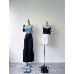 Áo croptop nữ dáng ôm chất denim 100% mềm mịn, Áo croptop ôm corset sexy bebie | YONA TOP | Secodee