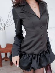 Đầm Nữ PRIMO Cổ V Tay Dài Bồng Bềnh Thu Đông Thanh Lịch GOÛT DE JUN