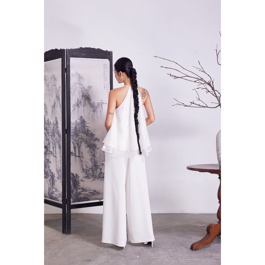 Áo Nữ Voan Hoa Nổi Thiết Kế Cổ Yếm Nhẹ Nhàng  (không kèm quần) - WENNA TOP - GOÛT DE JUN