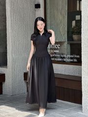 Đầm Nữ Cổ Sơ Mi Tay Ngắn Dáng Dài Xòe Dịu Dàng Nữ Tính - HARDI DRESS -  GOÛT DE JUN