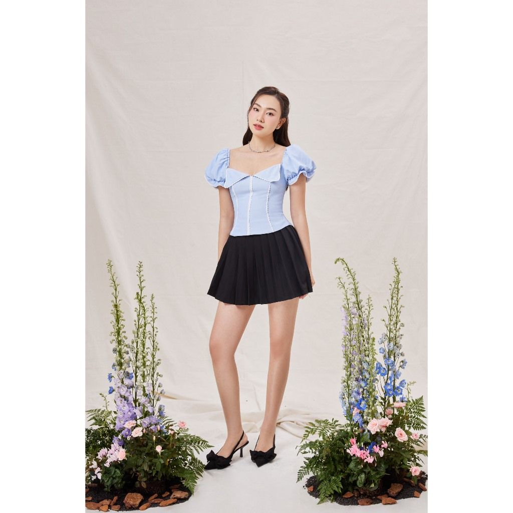 Áo Tay Phồng Nữ Công Sở Kẻ Sọc Thanh Lịch  - PIDI TOP - GOÛT DE JUN