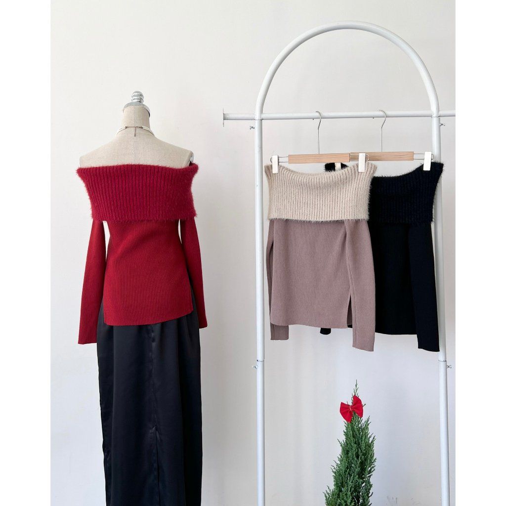 Áo Len Trễ Vai Nữ Freesize Tay Dài - DARLA TOP -  GOÛT DE JUN