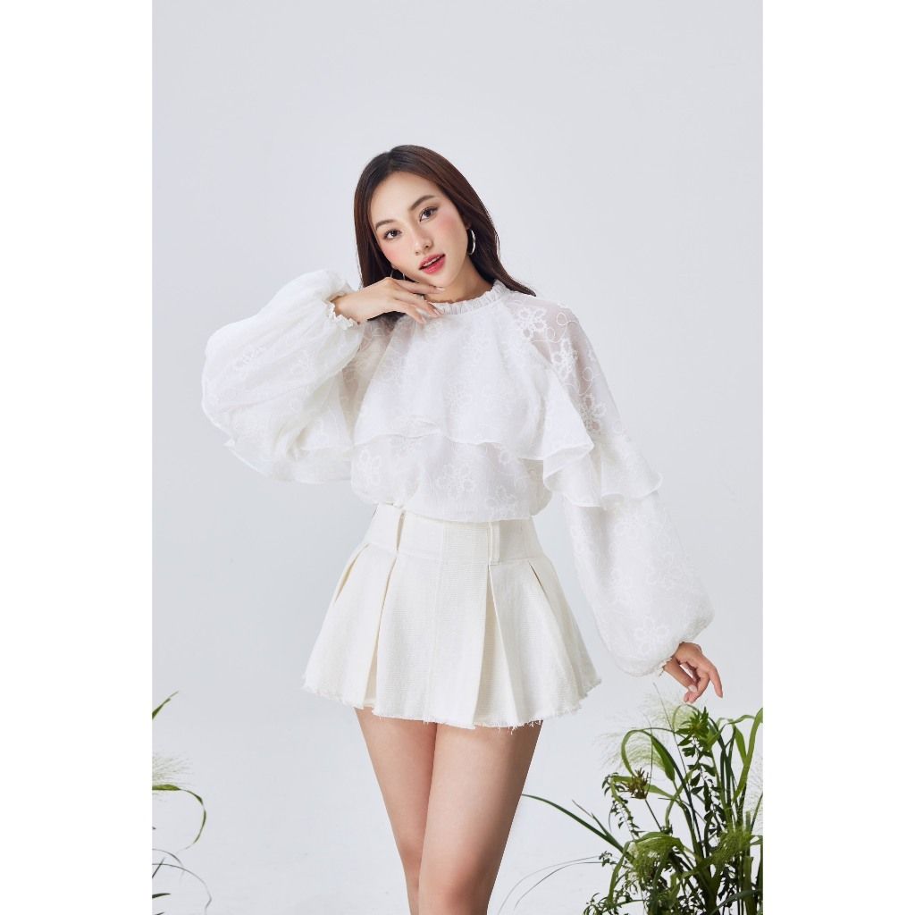 Áo Kiểu Nữ Freesize Phối Bèo Dễ Thương - CELLA TOP -  GOÛT DE JUN