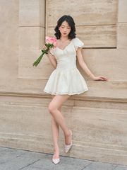 Đầm Nữ SIGHAL Cổ V Tay Phồng Dáng Xòe Nữ Tính GOÛT DE JUN