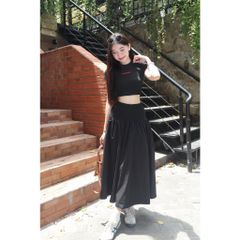 Set Áo Croptop Nữ Basic Phối Chân Váy Dài Dáng Xòe ( bán lẻ ) - KARIN SET - GOÛT DE JUN